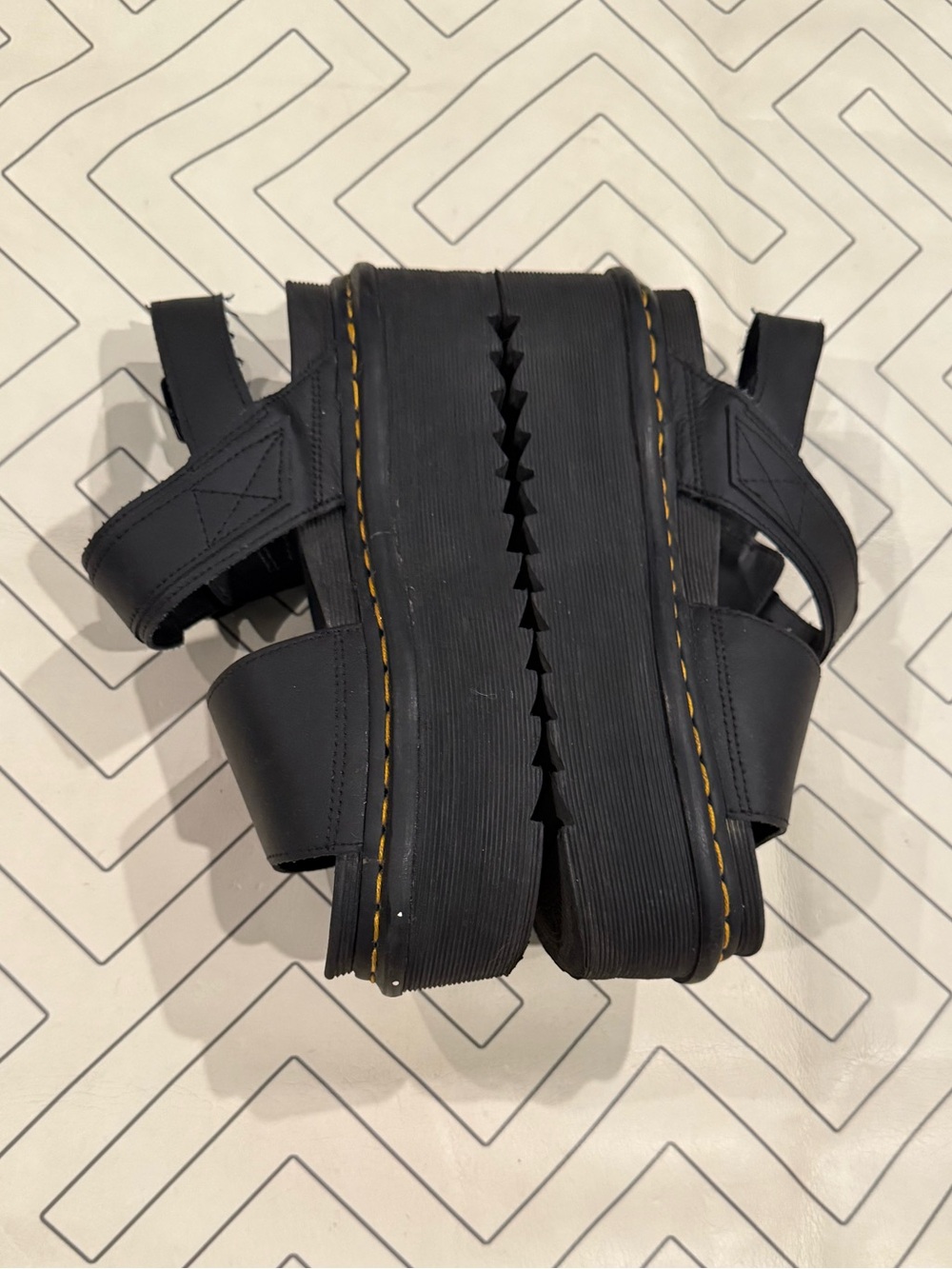 Dr. Martens Black Leather SoftWair Stacked Sandals - Picture 4 of 14